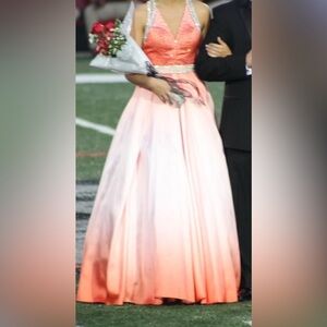 Elegant Orange ombré Evening Gown